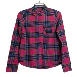 Abercrombie & Fitch Soft Plaid Button Down Flannel Pink Shirt Women